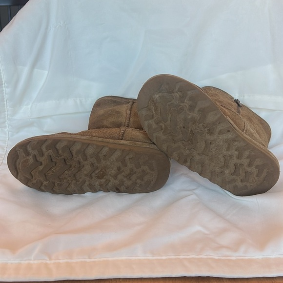 Bearpaw boots Unisex girl tan brown suede faux fur lined Size 10 preloved - Picture 5 of 7